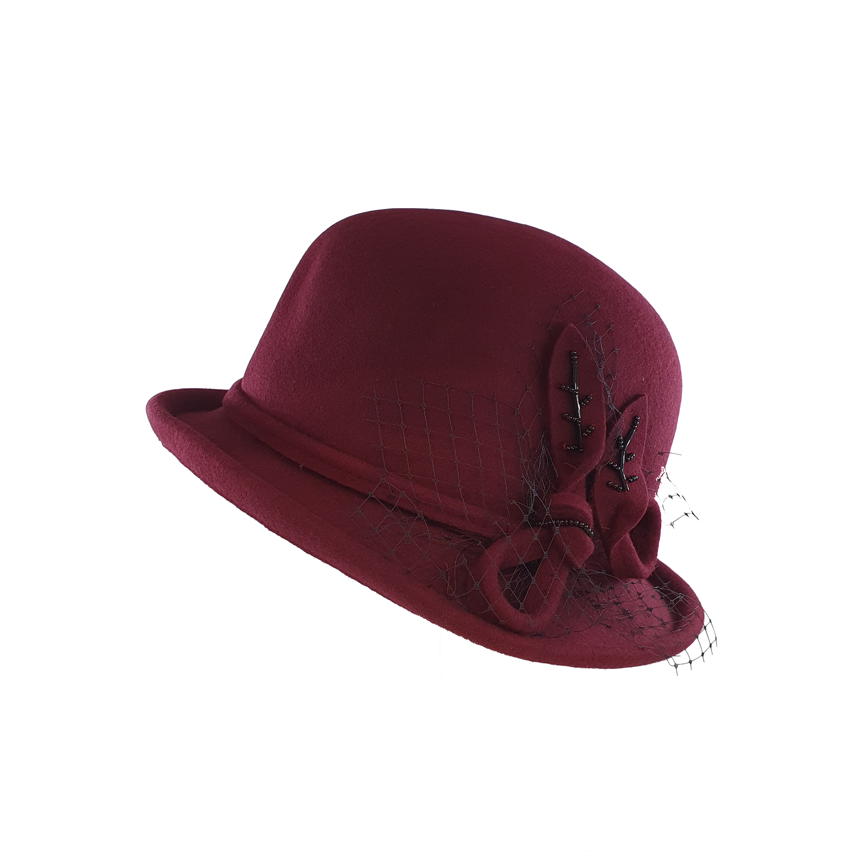 羊毛淑女圓帽(棗紅色)